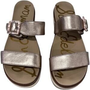 Sam Edelman Women Augustine Slide Sandal, Size 8M, Rose Gold Leather Open Toe